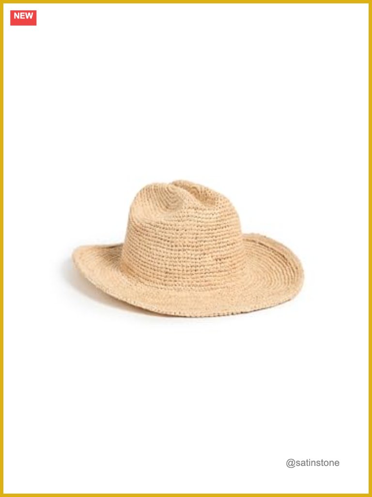 Woven Raffia Cowboy Hat With Pinched Crown And Wired Brim